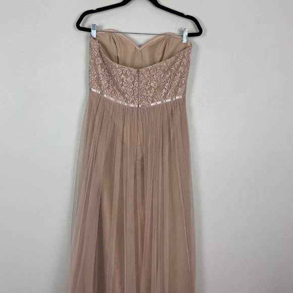 Jenny‎ Yoo Woman's Sz 10 Blush Pink Strapless Lace and Tulle Bridesmaid Dress - Picture 8 of 9